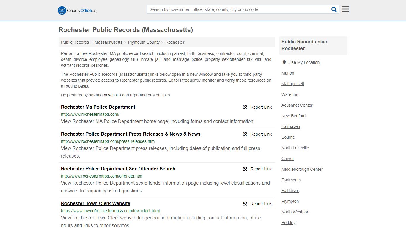 Public Records - Rochester, MA (Business, Criminal, GIS, Property ...